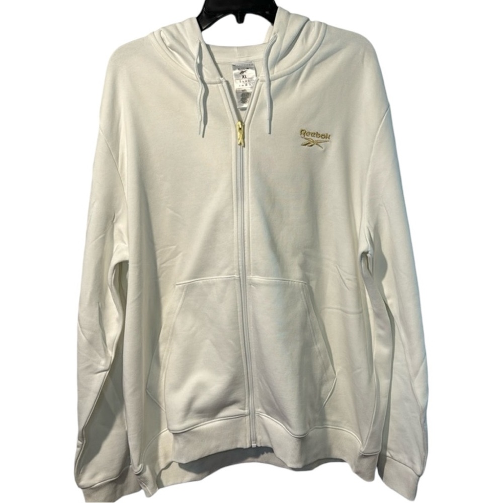 NWT Men’s Reebok White w/ Gold Accents Full Zip‎ Hoodie In Size XL